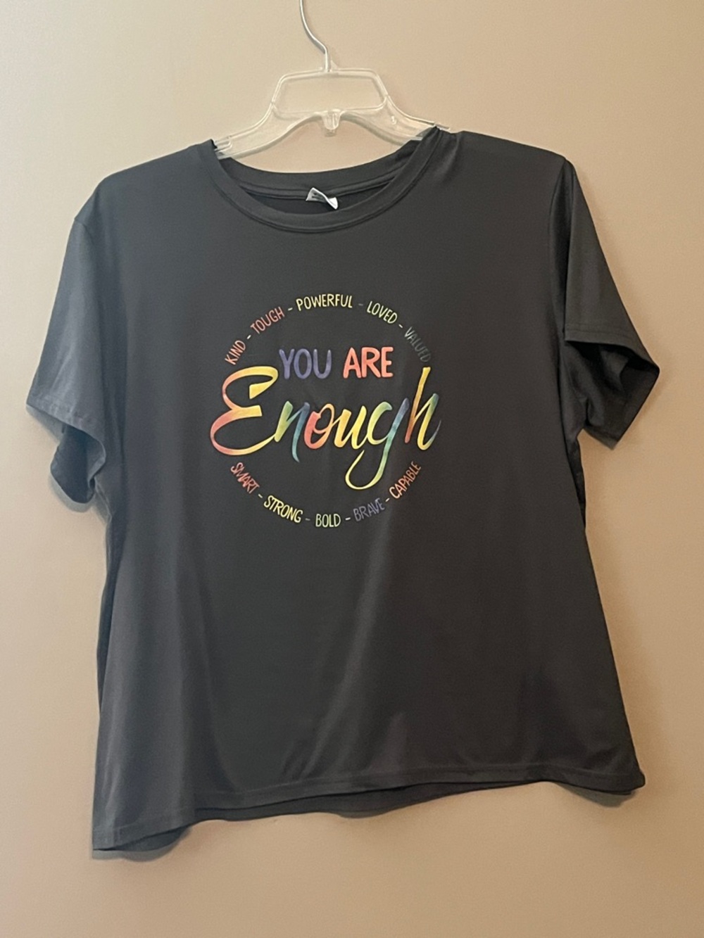 You Are Enough Rainbow Graphic Tee - Black